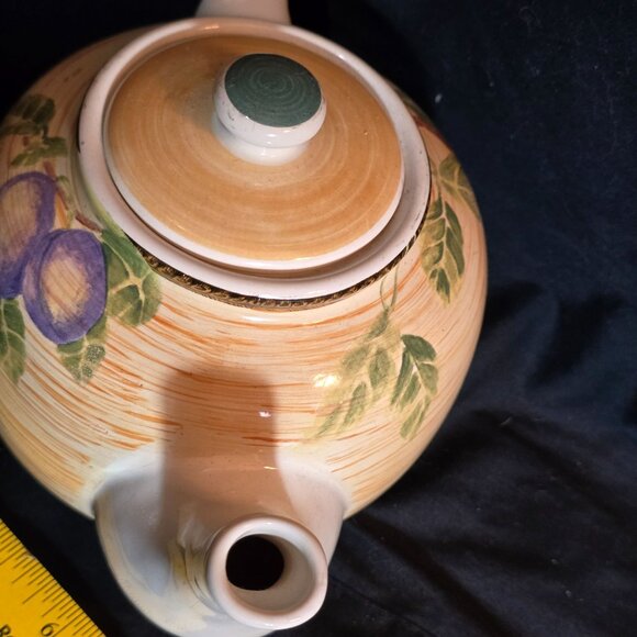 Vintage Jay Import Co. Ceramic Teapot With Fruit Design & Lid Rustic Style Made - Picture 3 of 9